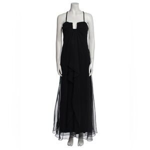 ESTEVEZ Square Neckline Sleeveless Black Chiffon Maxi Gown Long Dress Size 8